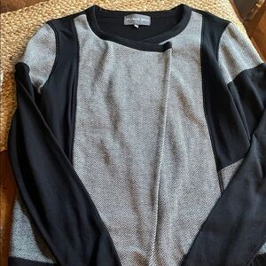 Michael Stars Black and Gray Herringbone Sweater
